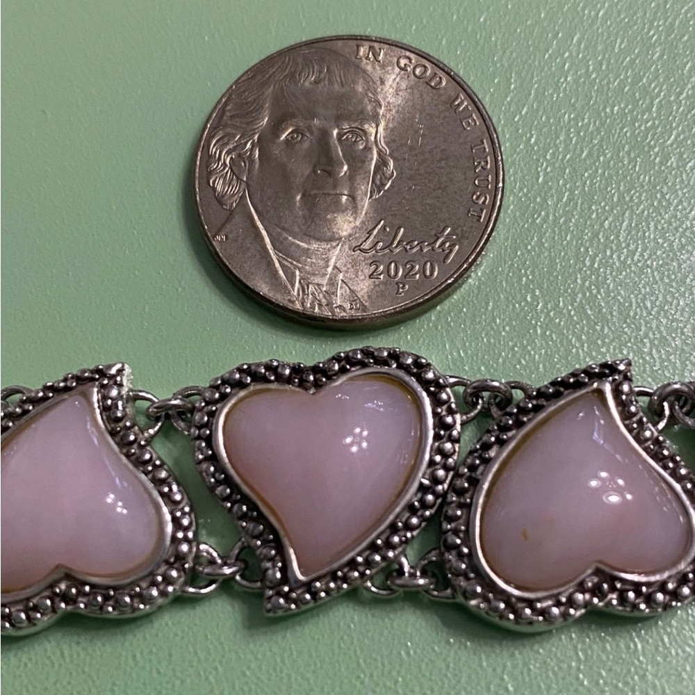 Sterling Rose Quartz Hearts Bracelet - Picture 7 of 9